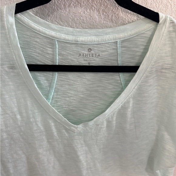 Athleta Uptempo Tee Blue Green Heather V-Neck T-Shirt Size Small - Picture 3 of 6